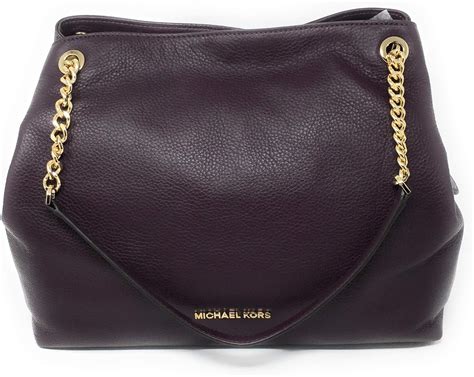 Michael Kors Taupe Tan Pebble Leather Gold MK Chain XL 